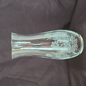 Etched Clear Glass Vase 7"
